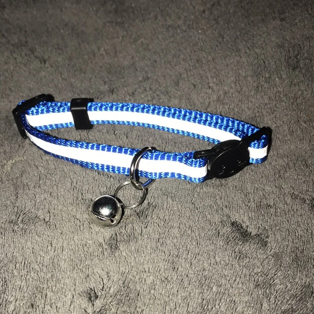 Bemix pets breakaway reflective Blue collar with bell New